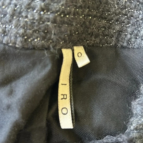IRO Julienne zip jacket metallic tweed boucle dark gray black wool blend Size 0 - Picture 7 of 9